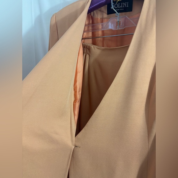 VTG Solini New York Peach Western Beaded Fringe Blazer/Skirt Set Size 10 - Picture 15 of 16